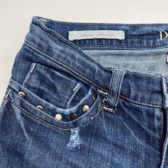 DECREE Women’s 1 (Juniors) Super Skinny Distressed Blue Jeans - Picture 4 of 4